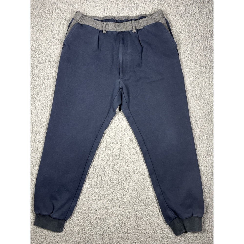 Tomorrowland‎ Tokyo Pants Mens Medium Navy Blue Grey Contrast Waistband Joggers